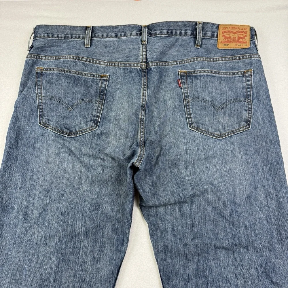 Levi's 569 Jeans Mens‎ Loose Fit Straight Leg Relaxed Size 44x32 Light Wash